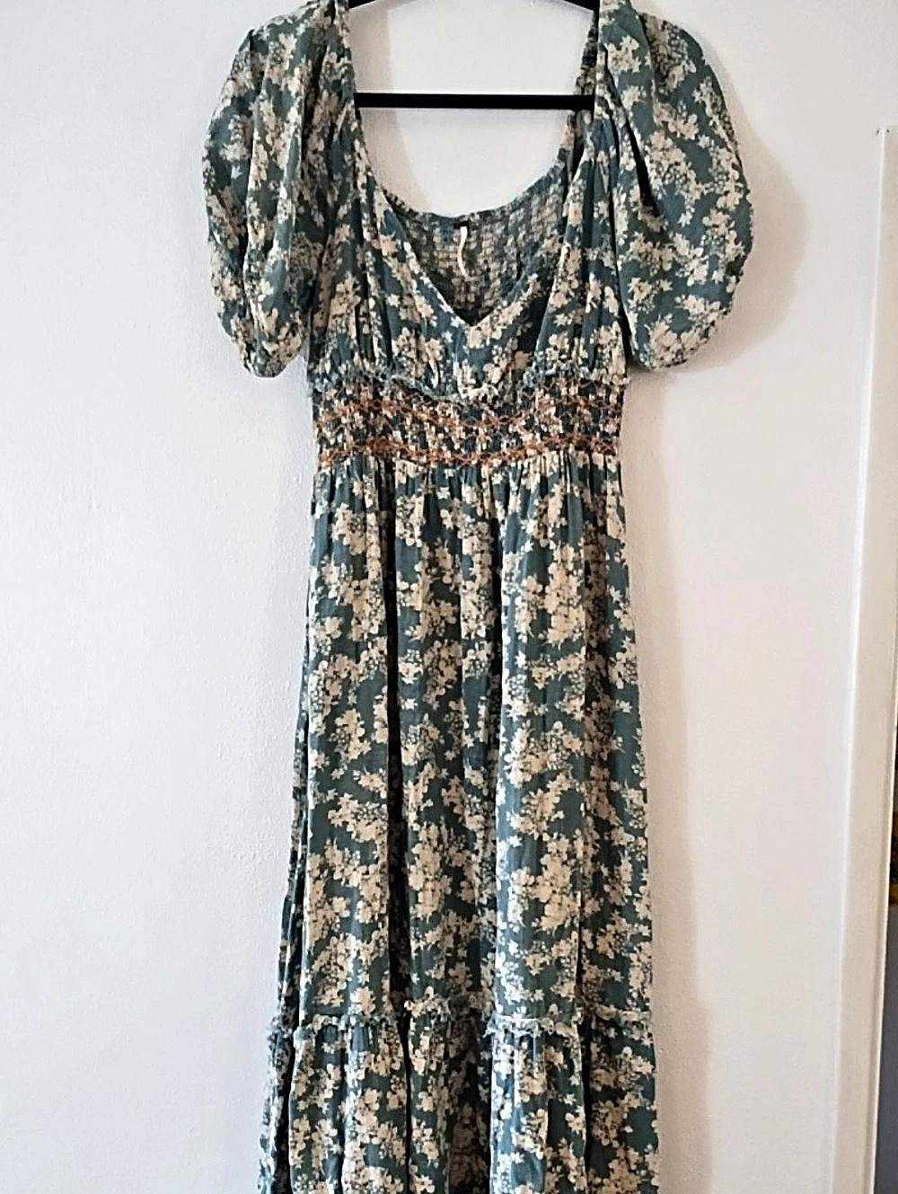 Free People Morning Glory Maxi Dress Floral Blue & Beige Size Large